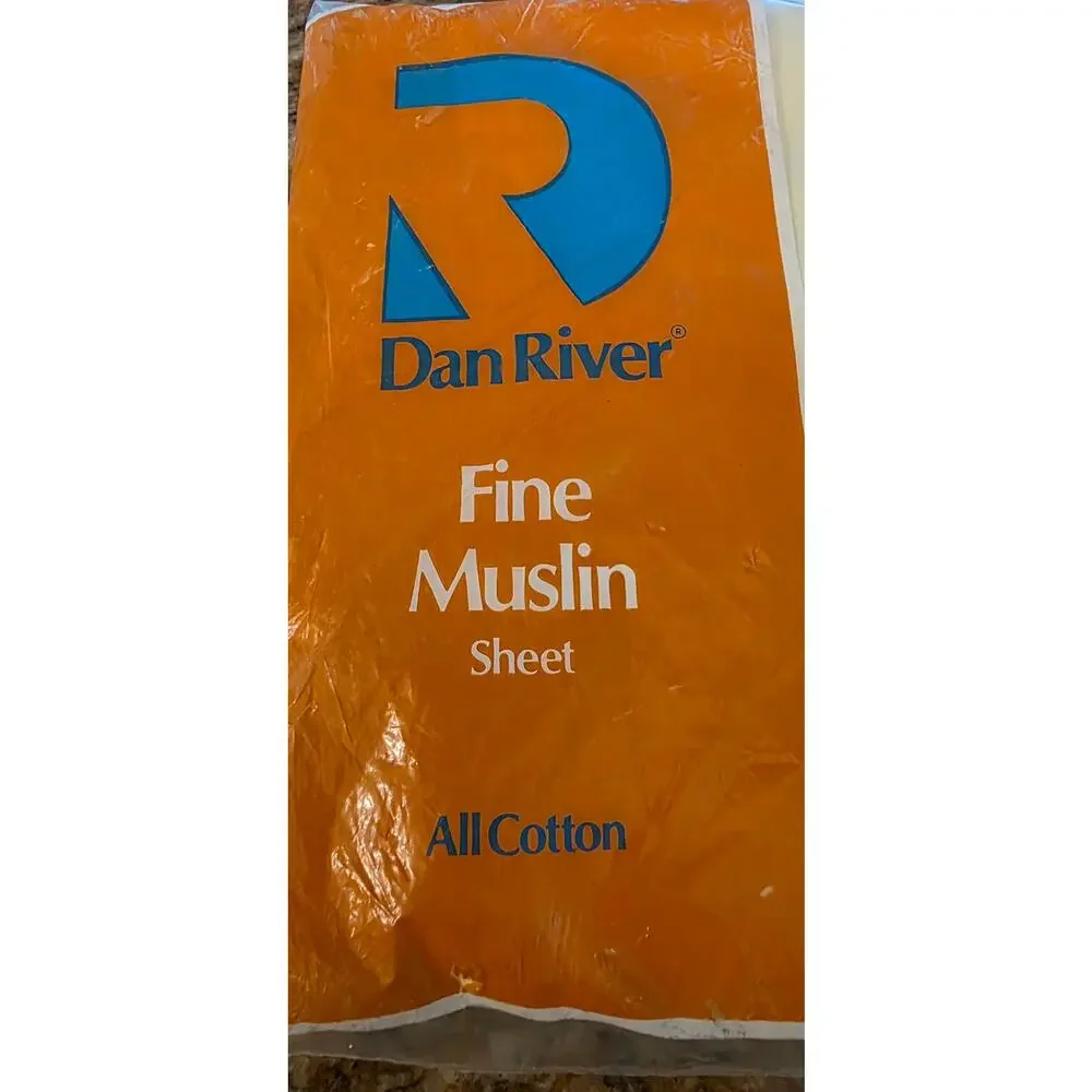 vintage Sheet Fine Muslin‎ Full Flat Dan River Yellow USA 81x108